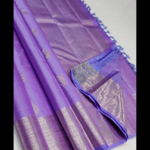 Pure Kanchipuram Silk Sarees Handwoven With 2G Pure Jari Exclusive Vairaoosi with Buttas Bridal Pattern-Lilac Bloom