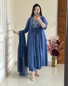 Crystal Blue-Cotton Salwar Suit Size XL Readystock