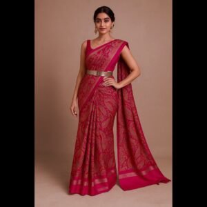 Binny Silk printed Saree with trending Printed Saree with Contrast Printed  Blouse-Red Preorder