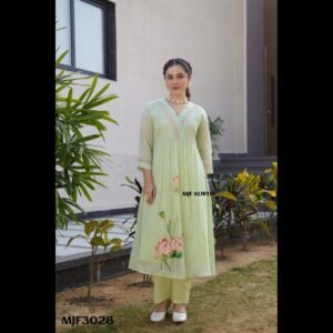 Mint Whisper Premium Mul cotton beautiful hand paint 2pc Suit Sizes 38 40 42 44