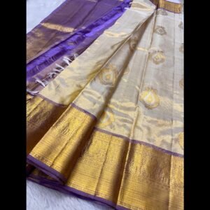 Amethyst Ivory Pure handloom Kanchipuram silk sarees
