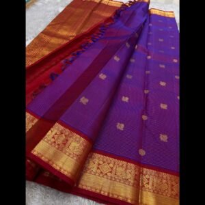 Violet with Red combination-Pure handloom Kanchipuram silk sarees
