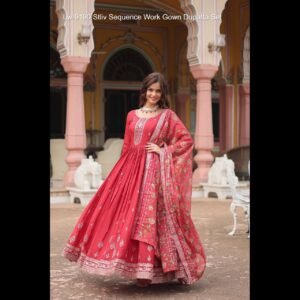 Sequence Work Gown Dupatta Set Size : M, L, Xl, 2Xl