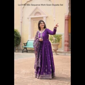 Sequence Work Gown Dupatta Set Size : M, L, Xl, 2Xl