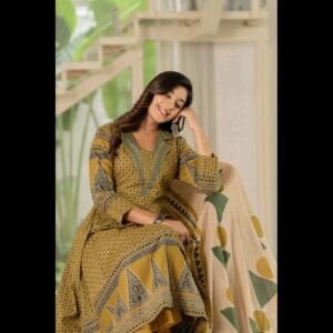 Pure Cotton Anarkali Salwar Suit with Pallazo Size 38-44