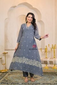 Pure mul chanderi Salwar Suit with cutwork and embroidery(lining attached) Size : 38 to 44