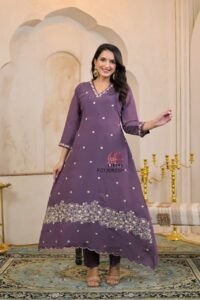 Pure mul chanderi Salwar Suit with cutwork and embroidery(lining attached) Size : 38 to 44