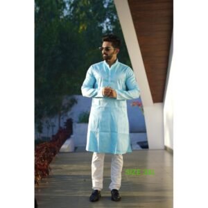 Ocean Mist Glamour  Men Kurta Pajama-Size 3xl-Silk with Cotton pajamas