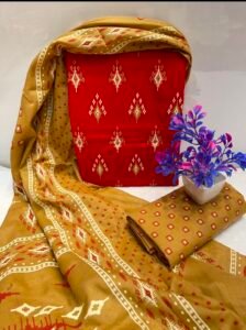 Ajrak Unstitch Salwar Suit material Cotton Readystock