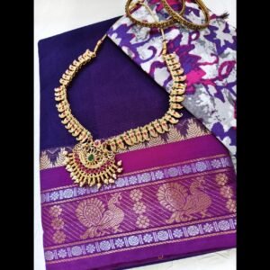 Weaves of Chettinadu – Handloom 80 count-5.5m saree-100% cotton-Purple with Pink border-Readystock