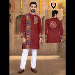 Heavy Cotton with unique gamthi traditional navratri work-Red-Size M(40), L(42), XL(44),XXL (46) Preorder