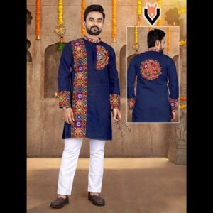 Heavy Cotton with unique gamthi traditional navratri work-Navy Blue-Size M(40), L(42), XL(44),XXL (46) Preorder