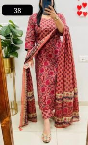 Blush Ruby Elegance Pure Cotton Salwar Suit Size M