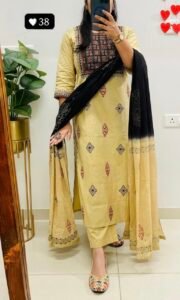 Amber Elegance Pure Cotton Salwar Suit Size M