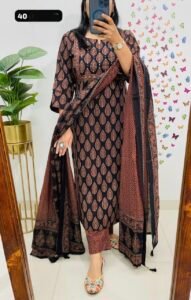 Blush & Black Charm Pure Cotton Salwar Suit Size L