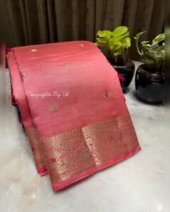 Raw Tussar Silk Saree with Zari border Readystock
