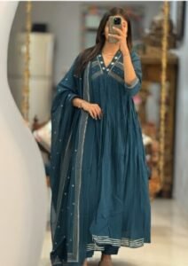 Teal Blue Anarkali Salwar Suit Size 3xl(46)