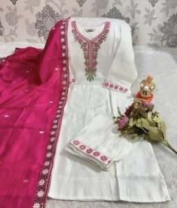 Heavy Viscose Readymade White Suit Size 5xl