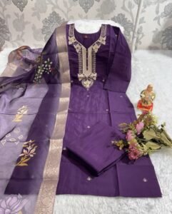 Heavy Viscose Readymade Purple Suit Size 5xl