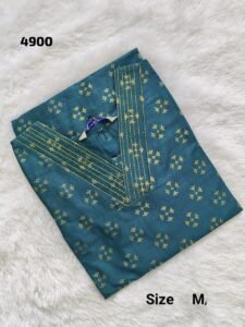 Turquoise Cotton Printed Kurtis Size M(38)