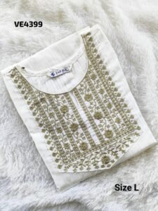 Cotton Kurtis White with embroidery Size L(40)